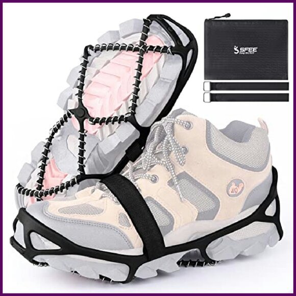 Large Ice Cleats for Shoes Boots, Stainless Steel Traction Grips, Anti-Slip - Picture 2 of 7